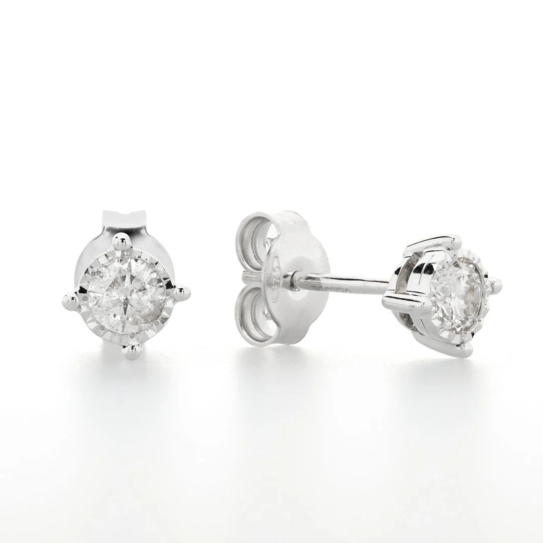 Solitaire Earrings in Illusion Setting - Image 3
