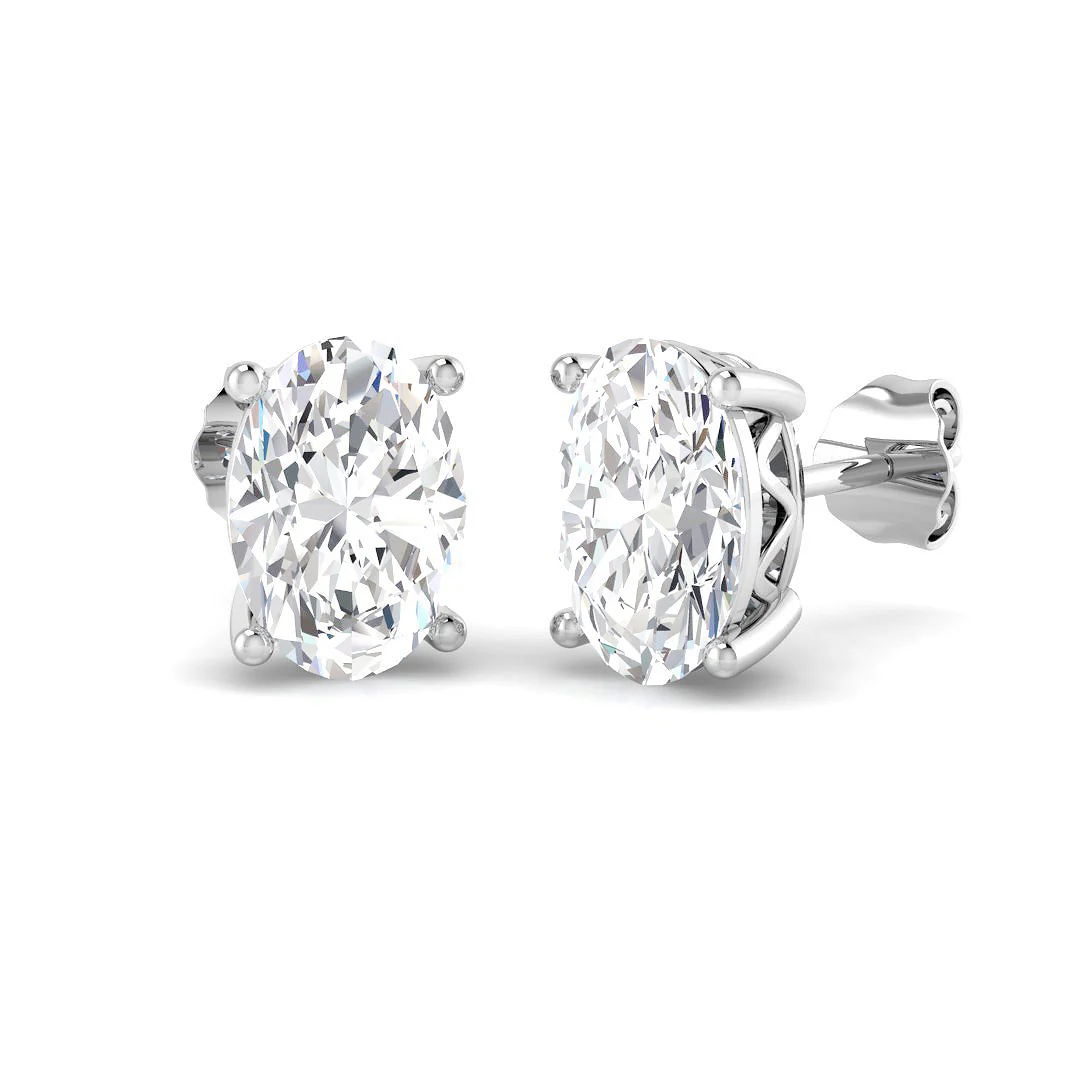 Oval Solitaire Earrings - Image 3