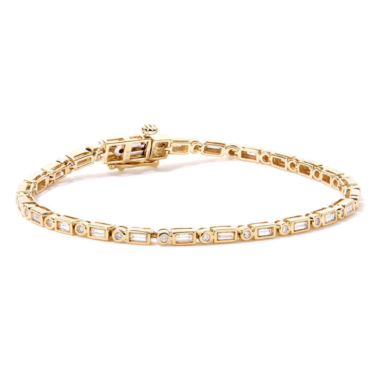 Baguette & Round Diamond Tennis Bracelet