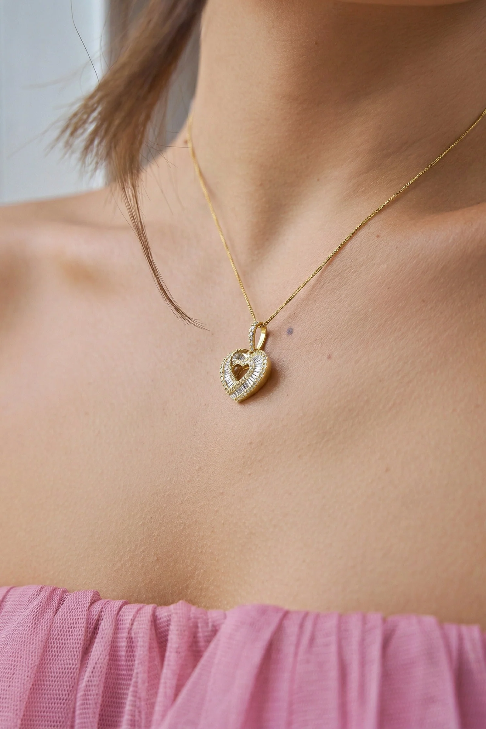 Baguette Open Heart Pendant - Image 3