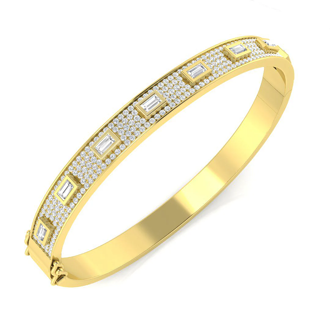 Emerald-Cut Diamond Bangle - Image 4