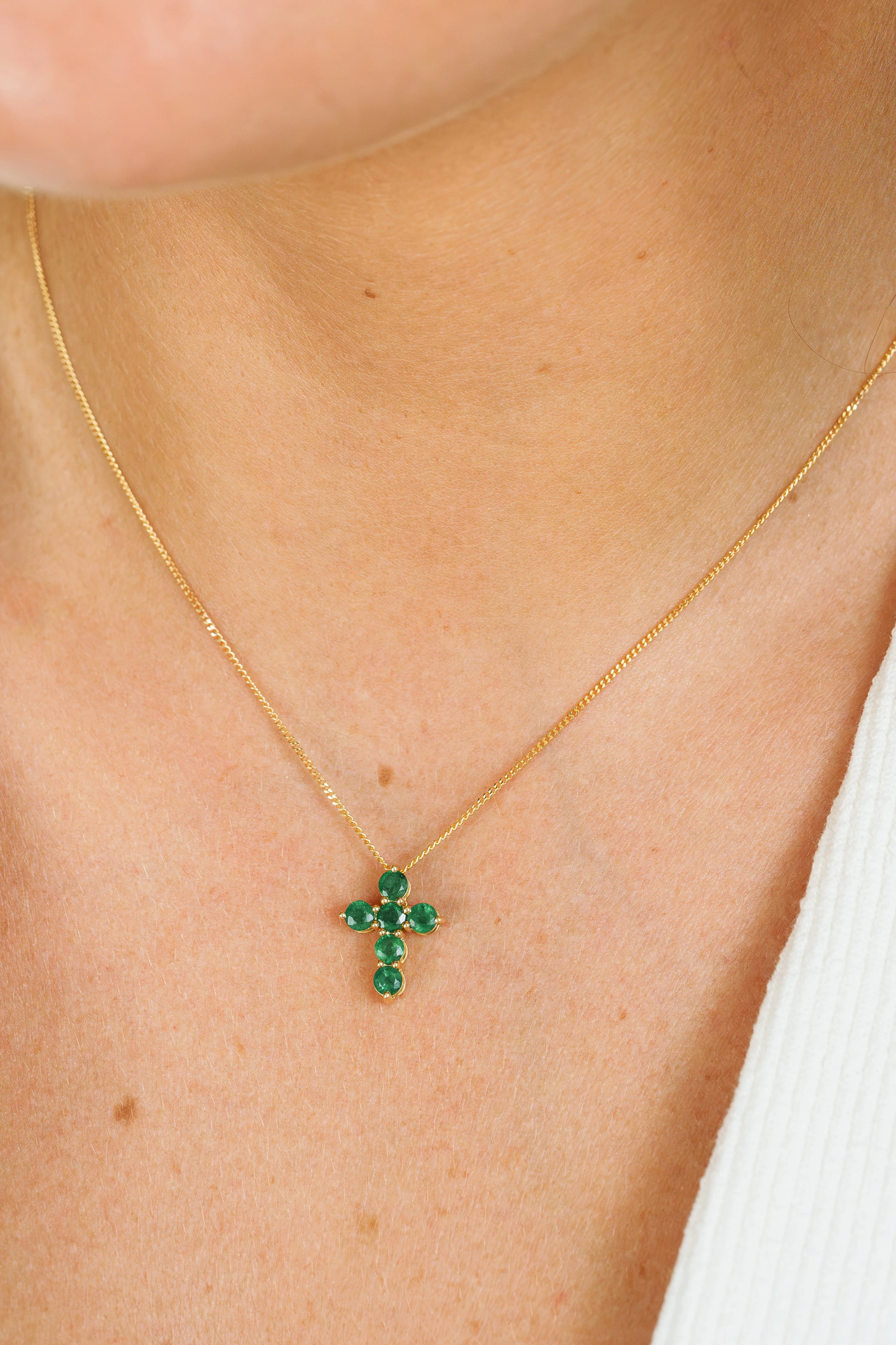 Emerald Mini Cross Pendant - Image 3