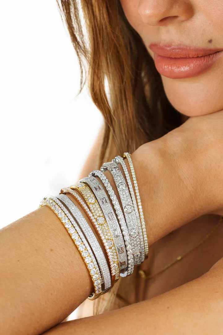 Emerald-Cut Diamond Bangle - Image 5