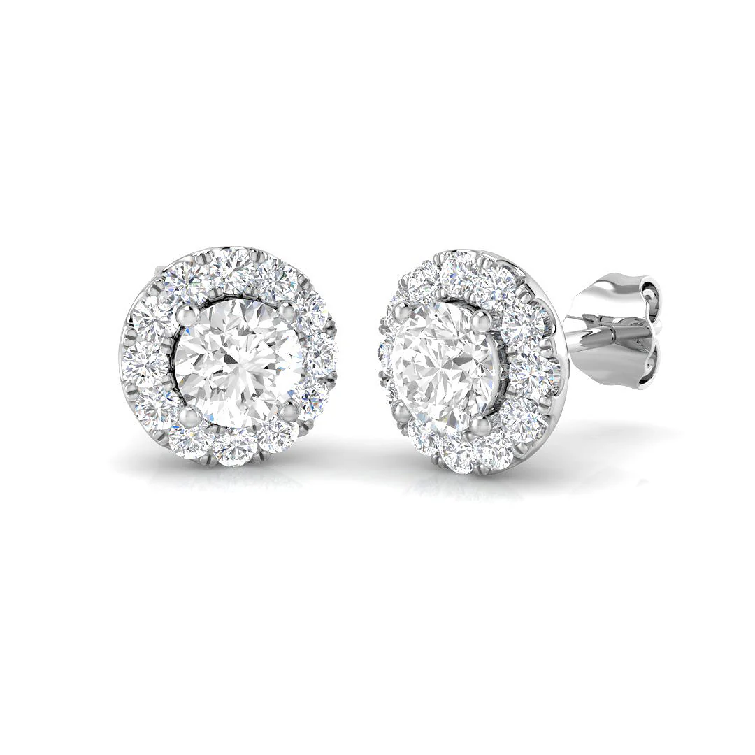 Round Diamond Halo Studs