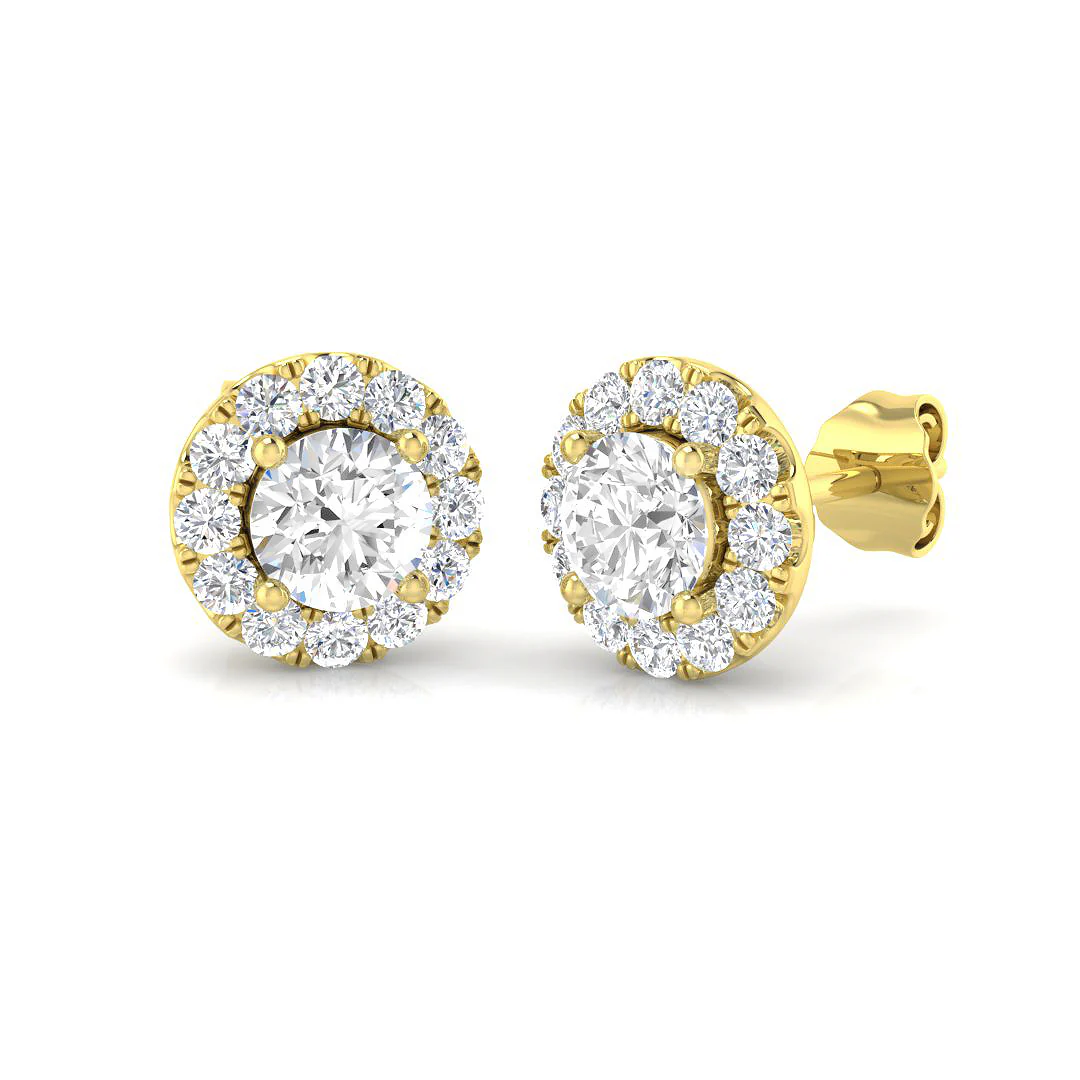Round Diamond Halo Studs - Image 2
