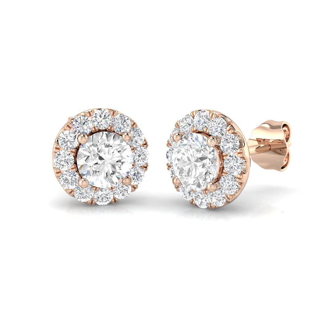 Round Diamond Halo Studs - Image 3