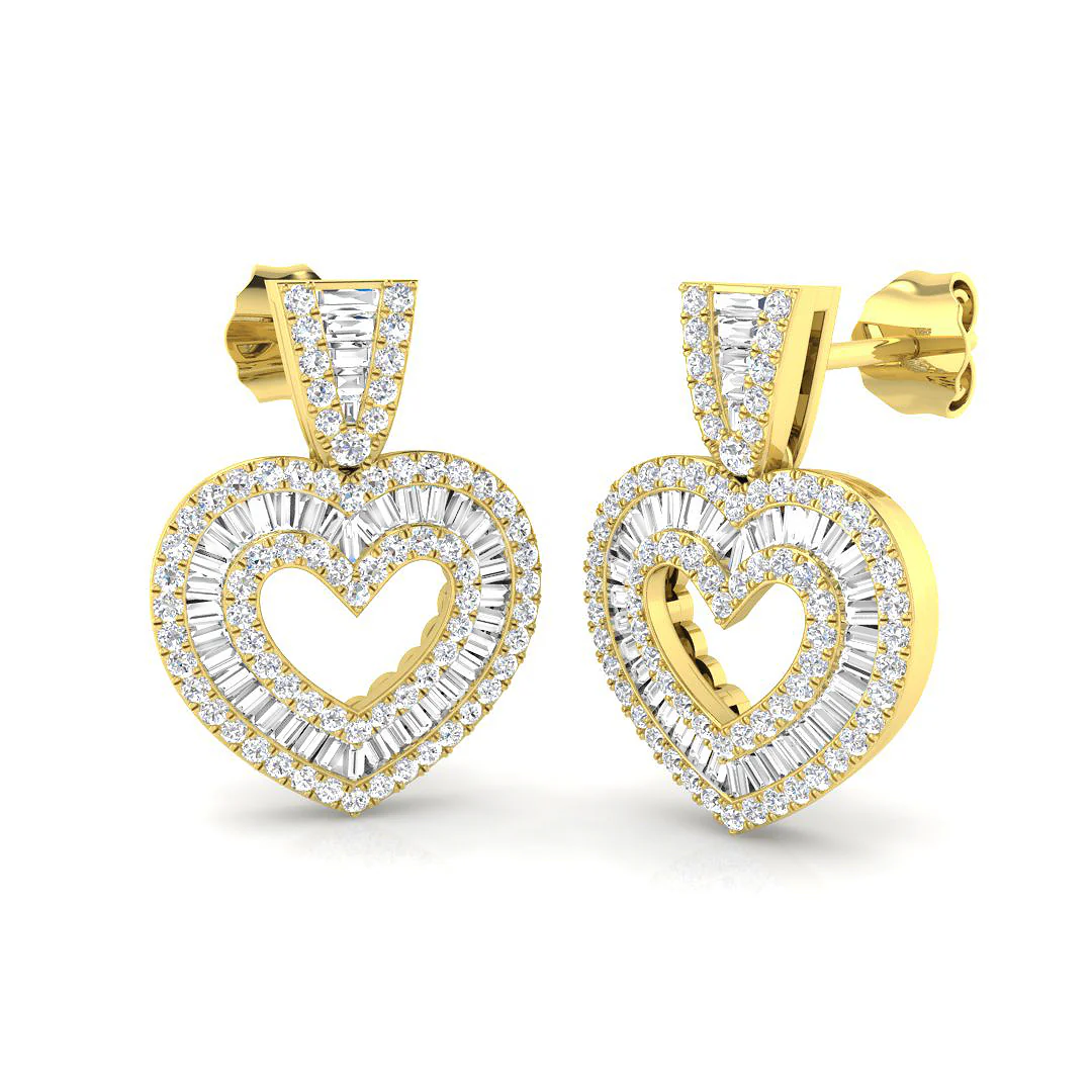 Heart Baguette Drop Earrings - Image 3