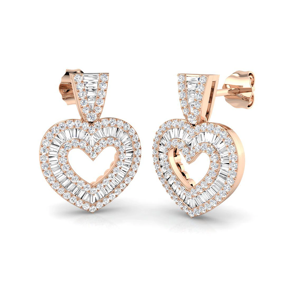 Heart Baguette Drop Earrings - Image 4